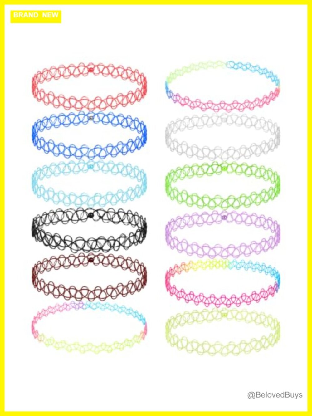 Tattoo Choker Necklace Set 90s Y2K Stretchy Plastic Chokers